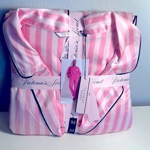 Victoria’s Secret Satin Long PJ Set - Medium - New with Tags! - Pink Stripe